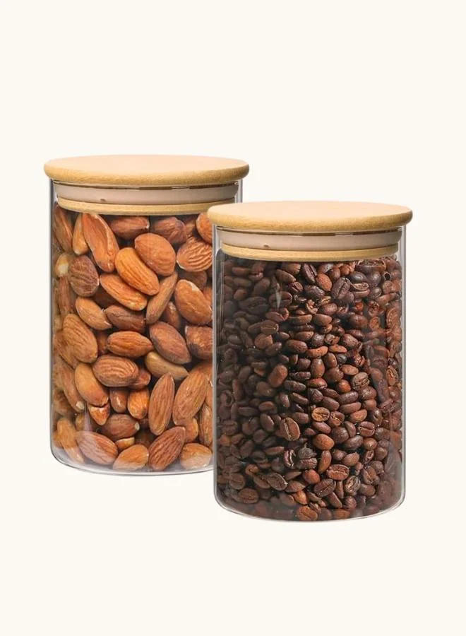 Casa Quesera  Premium Glass Storage Containers with Airtight Wooden Lids 950ml Food Jars Set of 6 for Organized Kitchen and Pantry  | Best Price UAE